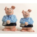 Wade Natwest Pig Lady Hilary together with another similar but smaller version, tallest h.18cm,.