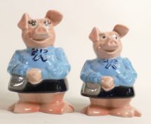 Wade Natwest Pig Lady Hilary together with another similar but smaller version, tallest h.18cm,.