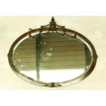 Large oval bronzed copper neo classical Ribbon & Garland decorated wall mirror, length 82cm