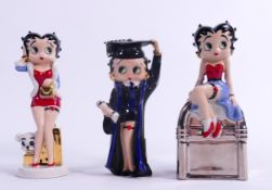 Wade Betty Boop figures Jukebox, Graduation (sample) & unmarked similar item, height of tallest