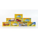 A collection of boxed Matchbox 1-75 series toy cars & vehicles to include 9d Boat and Trailer x 3,