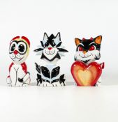 Lorna Bailey hand decorated colourway cat figures - Devil Cat, red eared yellow cat & The Wheat