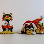 Lorna Bailey hand decorated limited edition cat figures - Festive Dreams & Ratcatcher (2)