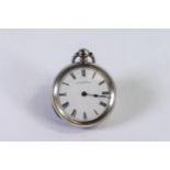Silver open faced pocket watch "French Royal Exchange London in later case. Unusual 8 day movement