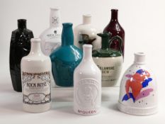 Wade Whisky & Gin themed ceramic decanters including - Rock Rose Gin, McQueen Gin, Famous Grouse,