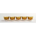 De Lamerie Fine Bone China heavily gilded Trellis & Diamond pattern tea bowls, specially made high