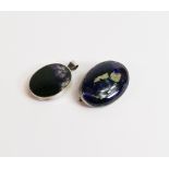 Two Silver mounted agate brooches. (2)