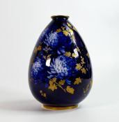 Doulton Burslem gilded two tone blue floral vase, h.22cm.