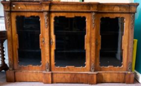 19th century Walnut Credenza with brass fittings, length 183cm, depth 39cm & height 111cm (a/f