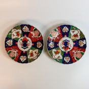 Pair Japanese Meiji period Imari Scallop edged plates, diameter 25cm (2)