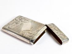 Silver card case with engraved decoration, hallmarks for Birmingham 1904, maker Joseph Gloster,