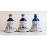 Wade for Bells sealed royal commemorative Whisky decanters (3)