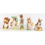 Five Beswick large size gold limited edition Beatrix Potter figures to include Hunca Munca Sweeping,