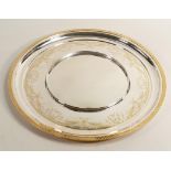 De Lamerie Fine large silverware plated circular tray in presentation bag, specially made high end