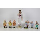 Royal Dux Disney Snow White and Seven Dwarfs figurines, tallest 21cm (7)
