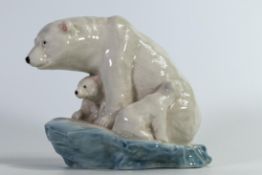 Wade figure of a Mother Polar bear with cubs. Limited edition of 100. Signed KIM to edge of base.