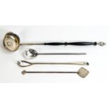 3 x hallmarked silver drinks implements, total weight 98g, together with silver mid 18th century