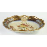 Carlton Blush ware reticulated fruit bowl with floral decoration, by Wiltshaw & Robinson, c1900,