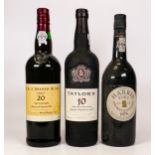 Three bottles of Port to include Taylor's 10 Year Old Tawny Port, Quarles Harris Port 1978 and