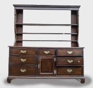 Large 19th century Mahogany dresser with plate rack, length 171cm, height 183cm & depth 48cm