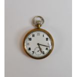 Military top winding steel pocket watch, marked to the rear GS/TP018131 S with broad arrow.