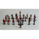 A collection of W Britain & similar metal soldiers including Royal Marine Band, many earlier
