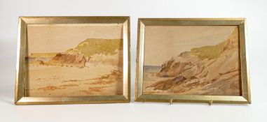 Arthur Eaton, a pair of watercolour paintings of coastal landscape scenes dated 1913, unframed, 18cm