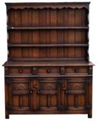 Titchmarsh and Goodwin oak dresser and plate rack. Height 175cm, length 138cm, depth 47cm