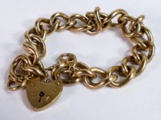 9ct gold hallmarked curb link bracelet, length 19cm appx., weight 40.4g