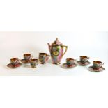Carltonware Wagon Wheels pattern coffee set, five saucers with one damaged