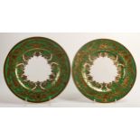 De Lamerie Fine Bone China green Majestic pattern dinner plates, specially made high end quality