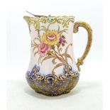Carlton Blush ware water jug with floral decoration, by Wiltshaw & Robinson, c1900, height 16cm