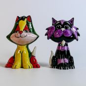 Lorna Bailey hand decorated colourway prototype cat figures - Cleo & Purple Cat (2)