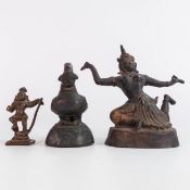 Three antique Burmese & similar bronzes, tallest 15cm - beak broken to middle item (3)