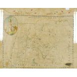Silk map of Europe, late 18th/early 19th century, measuring 42cm x 53 excluding frame.
