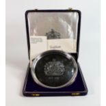 Royal silver Jubilee 1972 solid hallmarked silver limited edition commemorative cased plate,