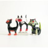 Three Lorna Bailey Cat figures, tallest 16cm (3)