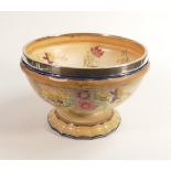Carlton Blush ware metal mounted footed fruit bowl with floral ragged robin decoration, by
