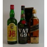 Vintage Whisky to include Johnnie Walker Black Label, rare J & B & VAT 69 (3)