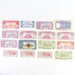 A collection of bank notes from the British Armed Forces, including £5, various £1 notes, 10