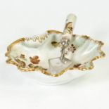 Carlton Blush ware Caviar dish & trowel with Royal May floral decoration, by Wiltshaw & Robinson,