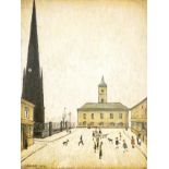 L S Lowry, R.A, unframed print of "The Old Town Hall Middlesbrough", limited edition of 850 by The