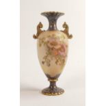 Carlton Blush ware twin handled vase with floral decoration, by Wiltshaw & Robinson, c1900, height