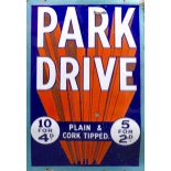 Vintage Park Drive Cigarettes enamel advertising sign, 91cm x 61cm