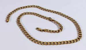 9ct gold hallmarked long neck chain, link of hollow construction. Length 51cm, weight 11.8g.