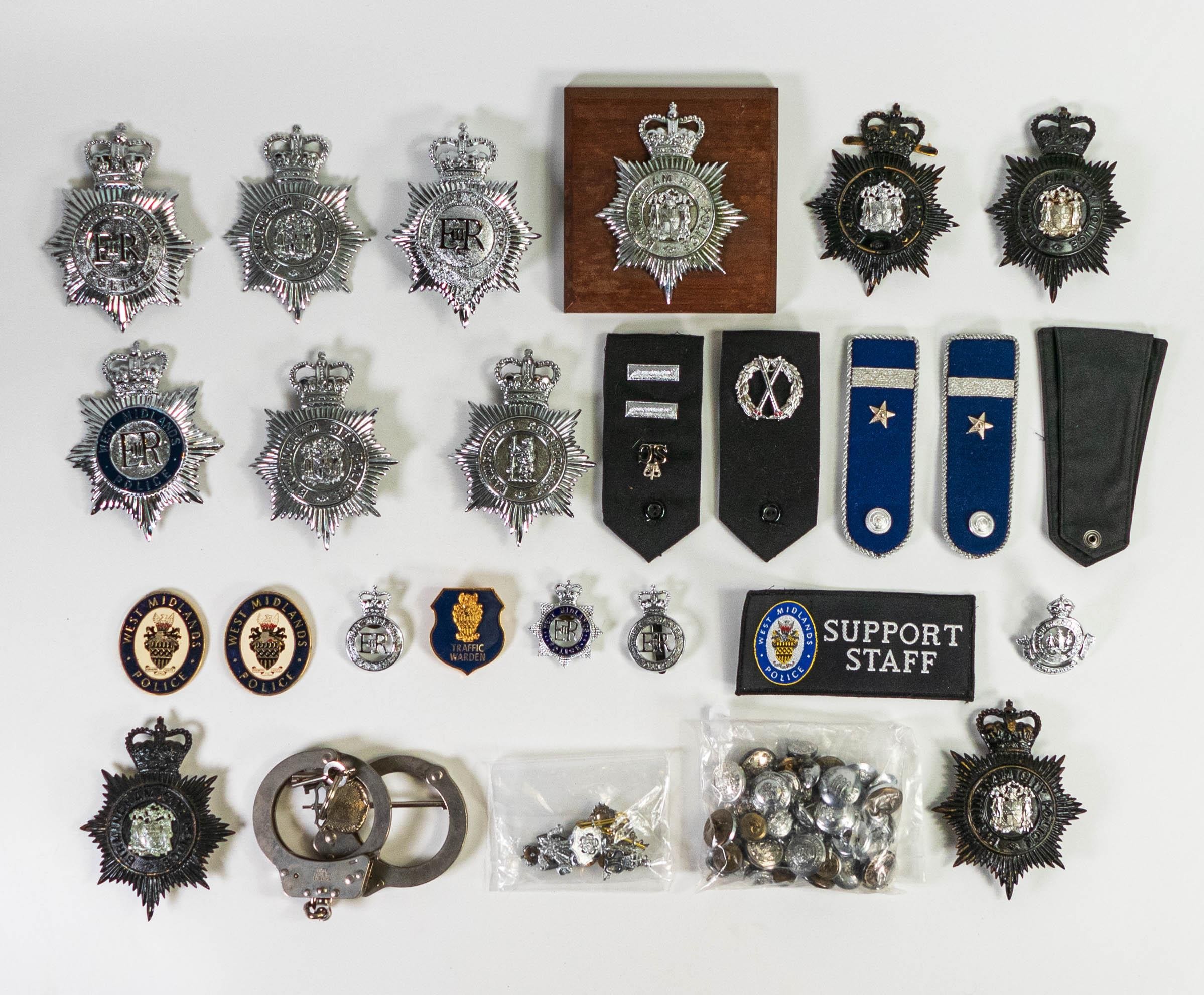 A good collection of vintage police badges, patches, buttons etc.