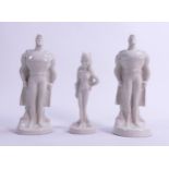 Wade prototype DC Comics figures Superman x 2 & Catwoman, height of tallest 18cm. These were removed