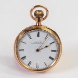 10ct gold cased keyless Waltham pocket watch, mid size case (large ladies / small gents size,