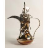 De Lamerie Fine large silverware plated Arabic Finjan coffee pot with ribbons & child's pacifier /