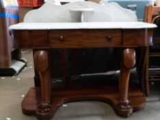 Victorian Mahogany shaped front marble topped wash stand fitted with a drawer, height 93cm, depth